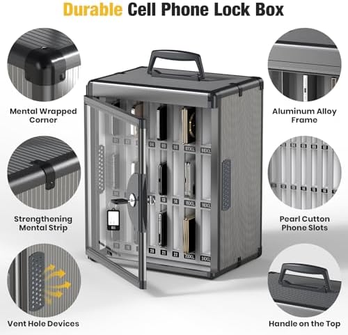 Glosen 24 Slots Cell Phone Storage Locker for Classroom, Portable Phone Locke...