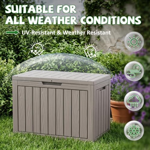 DRATO 55 Gallon Outdoor Storage Box Waterproof, Lockable Resin Deck Boxes
