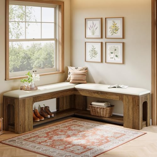 Tribesigns L Shaped Corner Bench with Removable Seat Cushion, 47.24" Far...