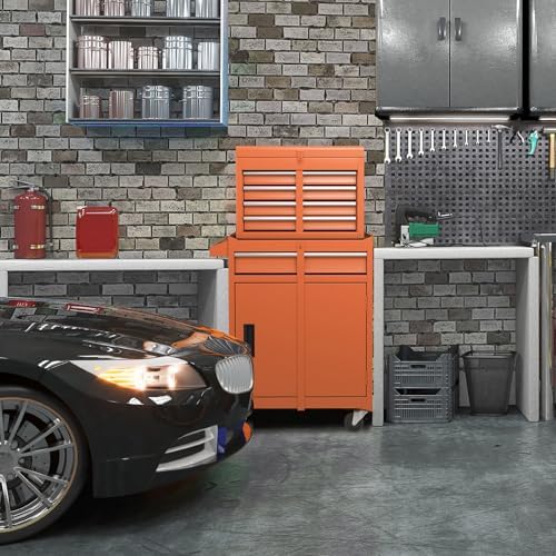 DREAMADE 5-Drawer Tool Chest Combo, Rolling Tool Cabinet w/Detachable Top Too...
