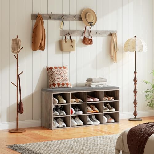 HOOBRO Shoe Storage Bench with Cushion, 39.4" L Entryway Bench