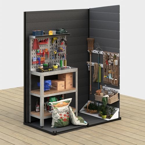 UDPATIO Outdoor Storage Shed 5x3 FT, Resin Garden Shed with Floor,Dark Grey