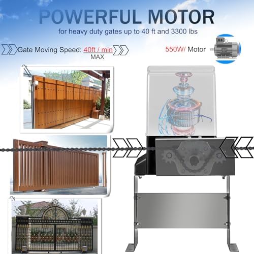 3300 lbs Automatic Sliding Gate Opener Kit with Keypad and APP Control