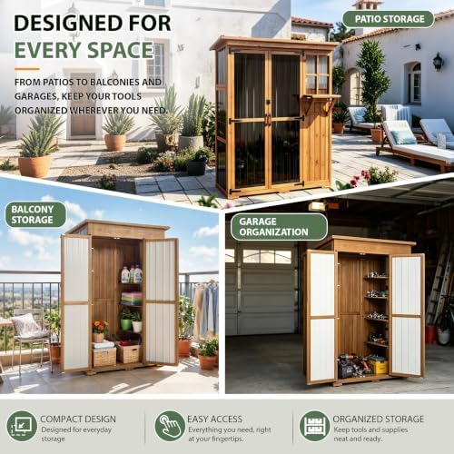 Gowoodhut Large Outdoor Storage Cabinet Weatherproof Garden Tool Shed
