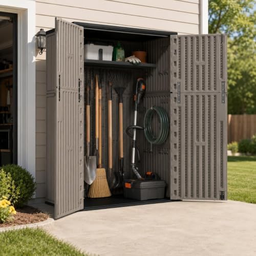ADDOK 57 Cu.Ft Outdoor Storage Shed,Resin Storage Cabinet with Floor