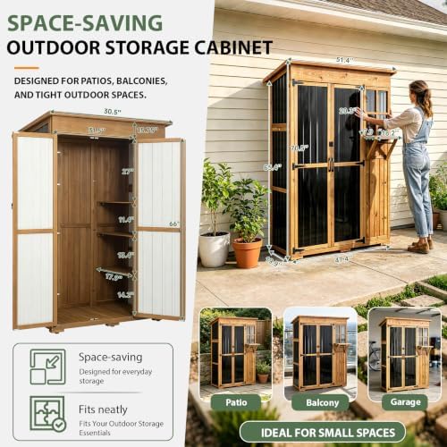 Gowoodhut Large Outdoor Storage Cabinet Weatherproof Garden Tool Shed