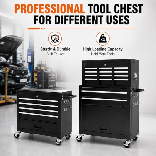Rolling Tool Chest - 8 Drawers Tool Box Organizer with Lockable Wheels, Slidi...