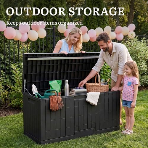 YITAHOME Large Deck Box 120 Gallon Resin Outdoor Storage Box