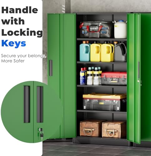 INTERGREAT Storage Cabinet with Doors and Shelves, Metal Garage Storage Cabin...