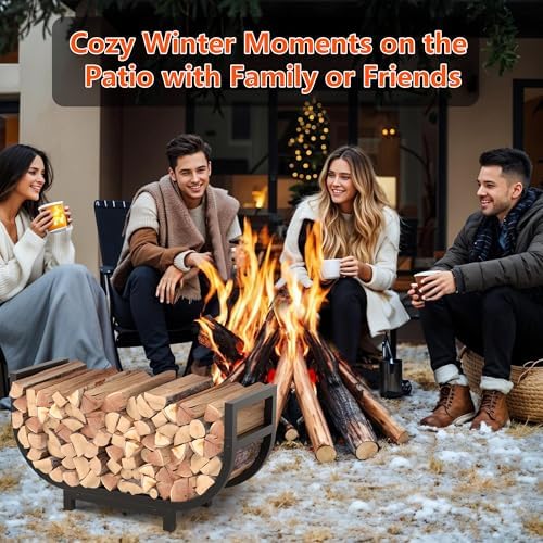 34-inch Firewood Rack Outdoor Indoor with Log Carrier Bag, Stable Log Holder ...