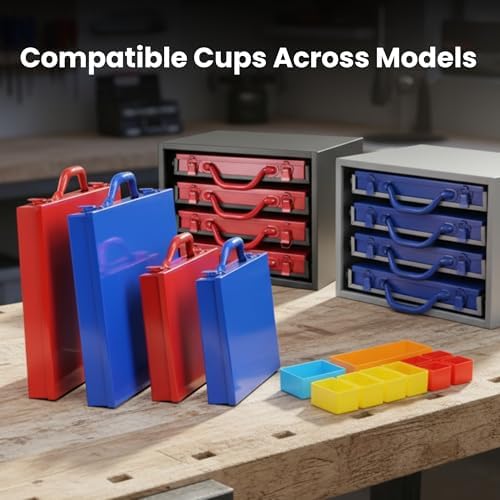 Large Metal Organizer Box with 20 Removable Compartments, Blue