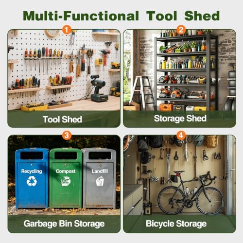 6 x 4 FT Outdoor Storage Shed, Waterproof Metal Garden Tool Shed with Gable S...