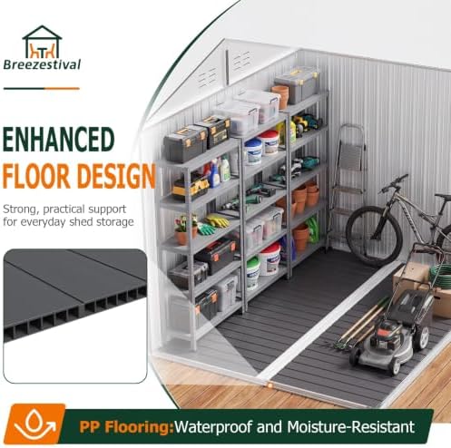 8x6FT Outdoor Storage Shed with Floor Black