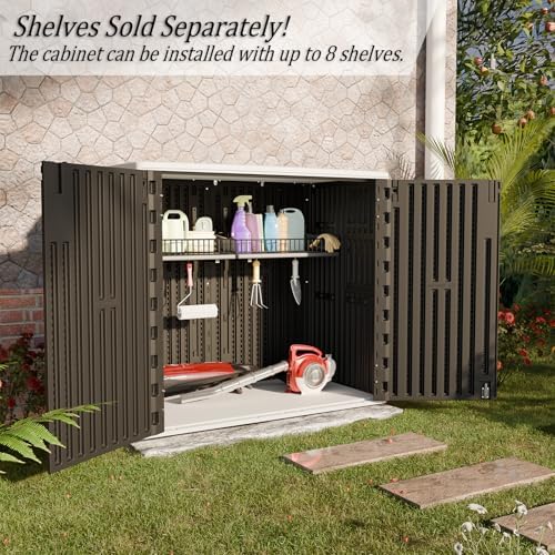 HOMSPARK Outdoor Storage Shed 37 Cu.Ft, All-Weather Resistant Resin Garden Sh...