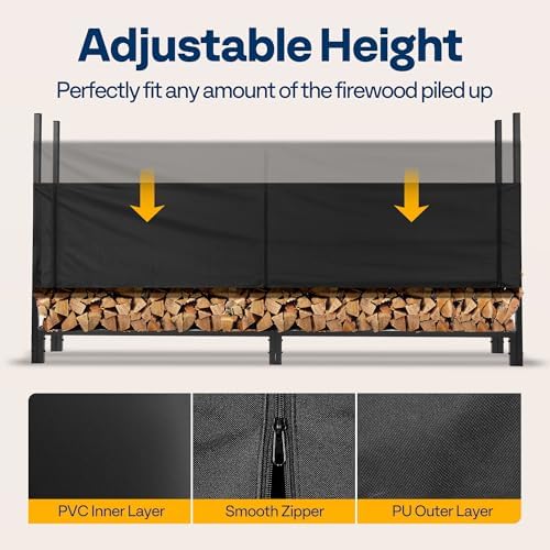 VIVOHOME Upgraded Heavy Duty 8 ft Firewood Rack Outdoor with Cover