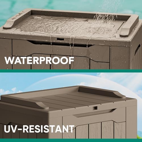Devoko 30 Gallon Resin Deck Box 2 Pack Outdoor Indoor Waterproof Storage Box ...