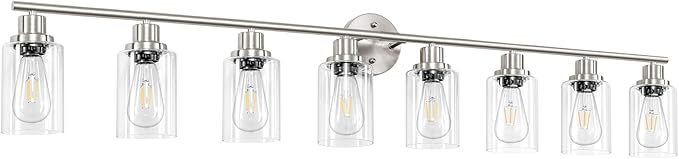 Guliaofo 8-Light Brushed Nickel Vanity Lights, Modern Bathroom Light Fixtures