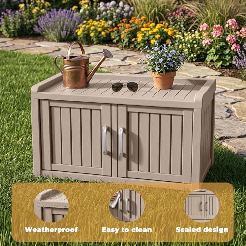 ROJIK Shoe Cabinet Waterproof UV-Resistant,Storage Bench Indoor Outdoor with ...