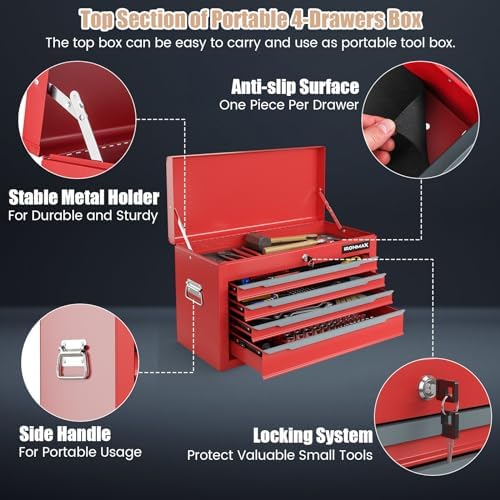 ERGOMASTER Large Rolling Tool-Chest with 6 Drawers Heavy Duty Tool-Cabinet on...