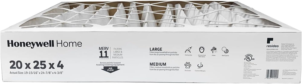 Honeywell FC100A1037-20" x 25" x 4" Pleated Air Filter, MERV 1...