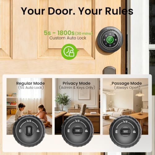 GHome Smart Fingerprint Door Lock, 4-in-1 Smart Lock with Removable Battery