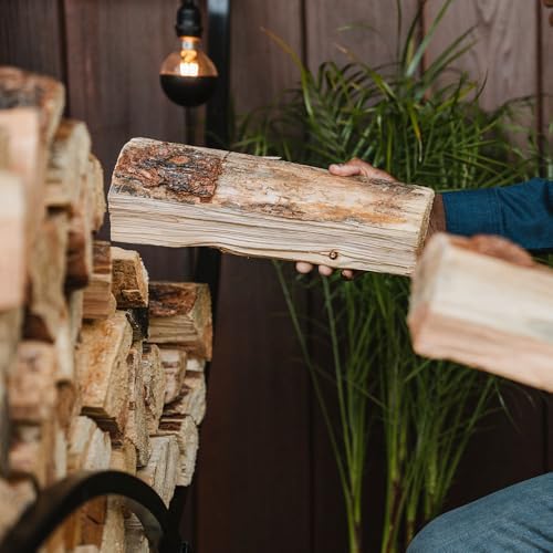 Ash & Ember 8 ft Crescent Firewood Rack, Curved Two-Level Design, Square ...
