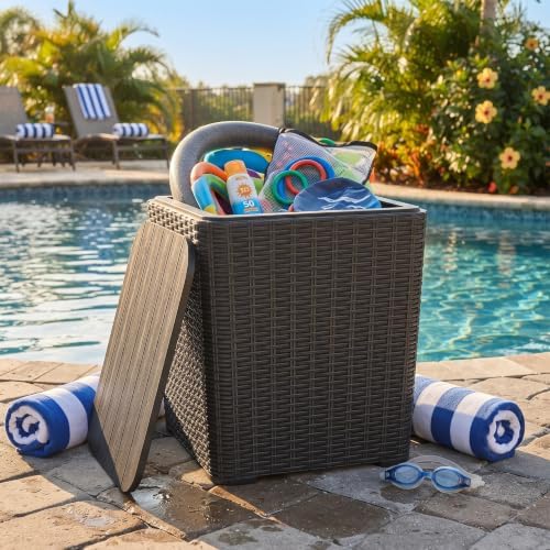 PatioZen 20 Gallon Outdoor Storage Deck Box, Black