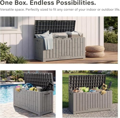 EAST OAK Outdoor Storage Box, 60 Gallon Deck Box Indoor and Outdoor Use, Wate...
