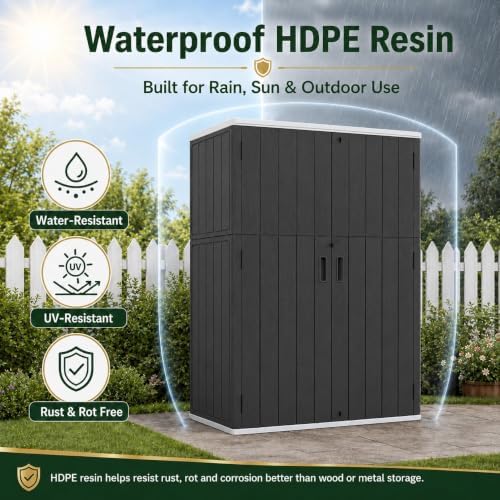 ADDOK 57 Cu.Ft Outdoor Storage Shed,Resin Storage Cabinet with Floor