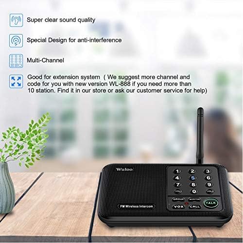 Wuloo Intercoms Wireless for Home 5280 Feet Range 10 Channel 3 Code, Wireless...