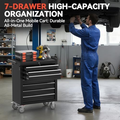 7-Drawer Rolling Tool Chest with Wheels, Metal Tool Storage Cabinet with Lock...
