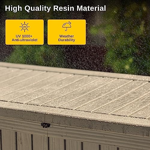 EAST OAK Outdoor Storage Box, 180 Gallon Deck Box, Large Resin Storage Bin fo...