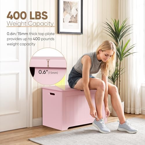 SUPER DEAL Storage Chest, 30 inches Chest Box Organizer with 2 Safety Hinges,...