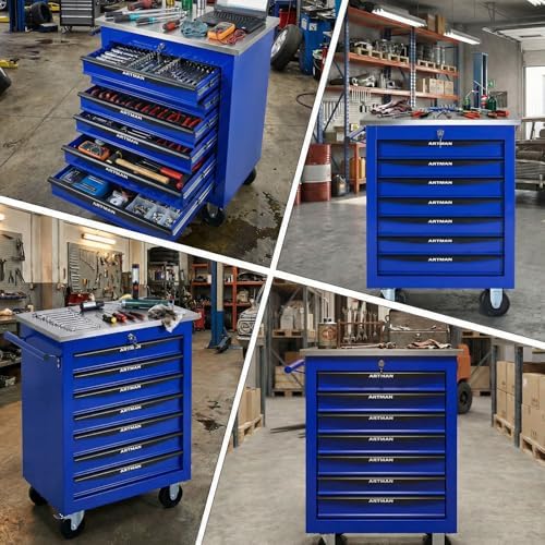 7-Drawer Rolling Tool Chest with Stainless Steel Countertop,Tool Chest with S...