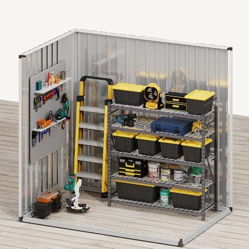 DWVO 6x4ft Large Tool Storage Shed with Window, Lockable Doors, and Sloped Ro...