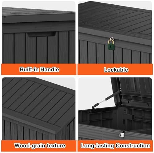 Outdoor Storage Box 185GAL Waterproof Resin Deck Box,Pool Accessories Supplie...