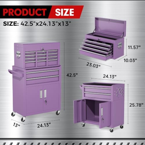 INTERGREAT 8 Drawers Tool Chest, 42'' Large Rolling Tool Chest with D...