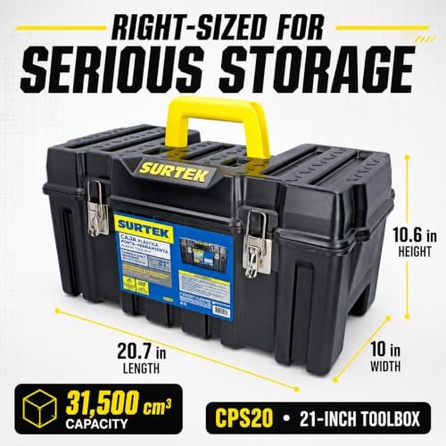 SURTEK Tool Box - 21" x 11" x 10" Mobile Tool Carrier with Mou...