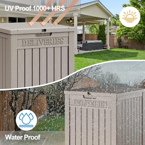 LHBGO Package Delivery Box for Outside, 48 Gallon Storage with Lockable Secur...