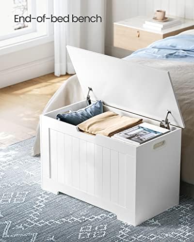 VASAGLE Storage Chest, 29.9 Inches Width Bench with 2 Safety Hinges
