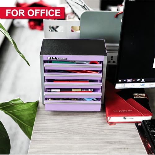 Mini Tool Box with 5 Drawer,Purple Metal Toolbox for Multi-Purpose Storage