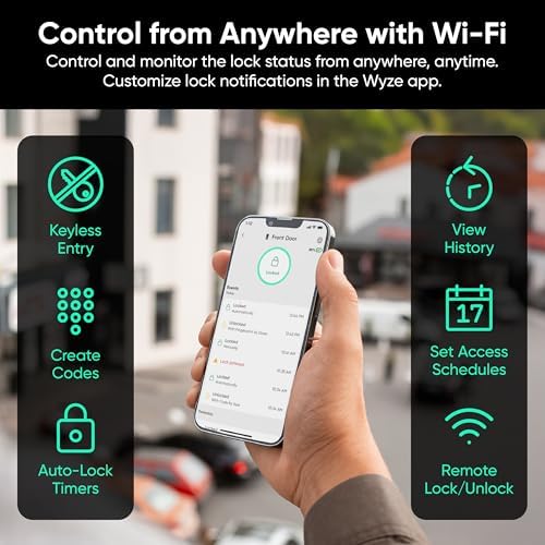 Wyze Auto-Lock Bolt v2, Fingerprint Keyless Entry Smart Lock, AI Learning Sca...