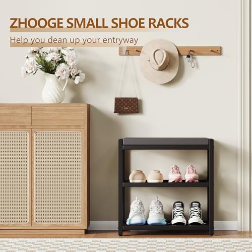 ZHOOGE Small Shoe Bench Shoe Rack Storage Bench Entryway Bench Shoe Shelf wit...