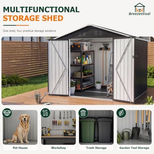 8x6FT Outdoor Storage Shed with Floor Black