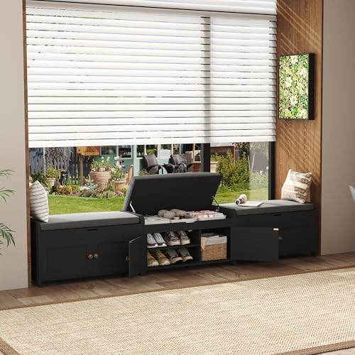 HOMEFORT 30" Shoe Bench with Lift Top Storage, Entryway Bench with Cushi...