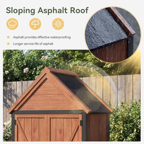 Aoxun Wood Outdoor Storage Cabinet with Floor 2.5'x1.4'