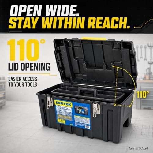 SURTEK Tool Box - 21" x 11" x 10" Mobile Tool Carrier with Mou...