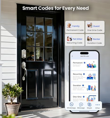 Veise VE017-H 8-in-1 Fingerprint Smart Front Door Lock Set, Satin Nickel