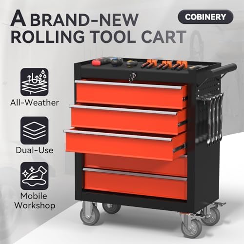 5-Drawer Rolling Tool Chest with Wheels, Metal Tool Storage Cabinet with Lock...