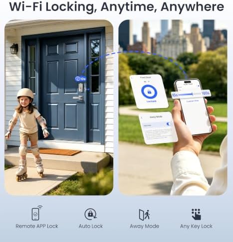 Veise VE027-L WiFi Smart Lock with Handles Set for Front Door, Satin Nickel